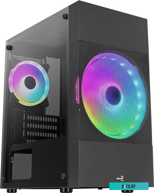 Корпус AeroCool Atomic Lite-G-BK-V2 Black Mini Tower (micro ATX/mini-ITX, без БП, Steel, ABS, HD Audio, USB 3.0x2, 1x120mm, 1x180mm FAN RGB) (47105627