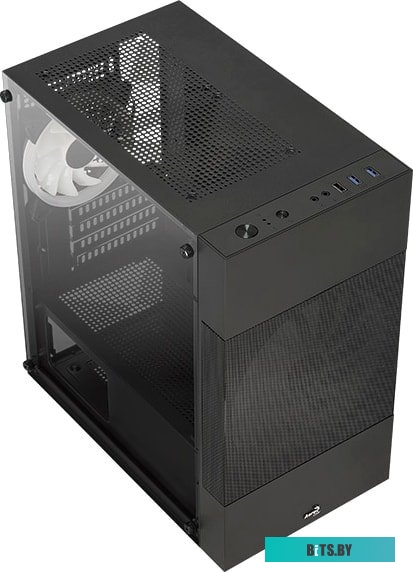 Корпус AeroCool Atomic Lite-G-BK-V2 Black Mini Tower (micro ATX/mini-ITX, без БП, Steel, ABS, HD Audio, USB 3.0x2, 1x120mm, 1x180mm FAN RGB) (47105627