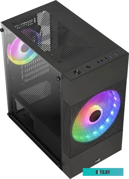 Корпус AeroCool Atomic Lite-G-BK-V2 Black Mini Tower (micro ATX/mini-ITX, без БП, Steel, ABS, HD Audio, USB 3.0x2, 1x120mm, 1x180mm FAN RGB) (47105627