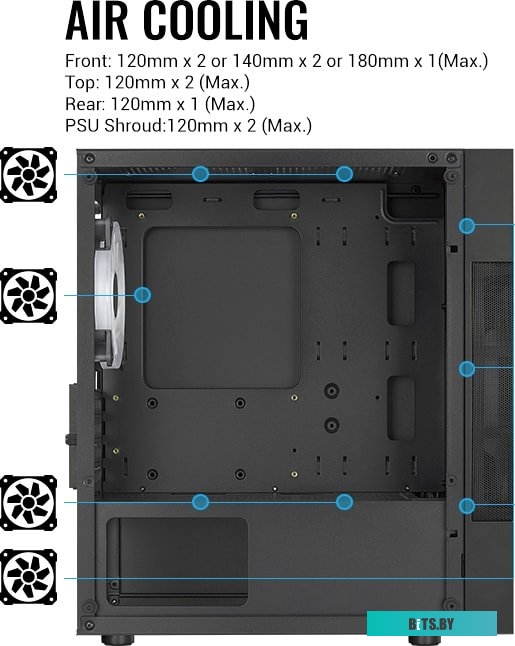 Корпус AeroCool Atomic Lite-G-BK-V2 Black Mini Tower (micro ATX/mini-ITX, без БП, Steel, ABS, HD Audio, USB 3.0x2, 1x120mm, 1x180mm FAN RGB) (47105627