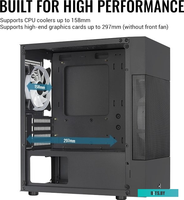 Корпус AeroCool Atomic Lite-G-BK-V2 Black Mini Tower (micro ATX/mini-ITX, без БП, Steel, ABS, HD Audio, USB 3.0x2, 1x120mm, 1x180mm FAN RGB) (47105627