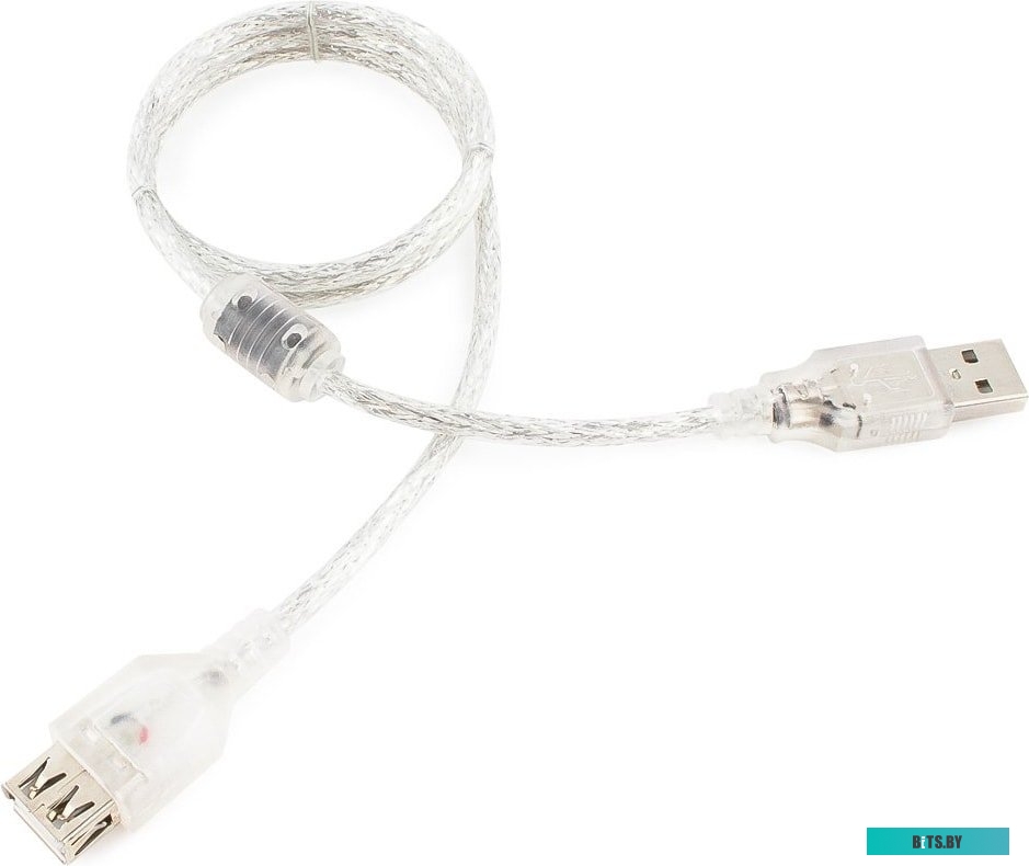 Удлинитель USB 2.0 CCF-USB2-AMAF-TR-0.75M Gembird w/ferrite transparent 0.75м