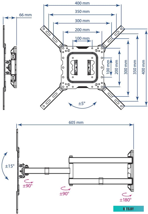Кронштейн для телевизора Kromax DIX-18 (черный)