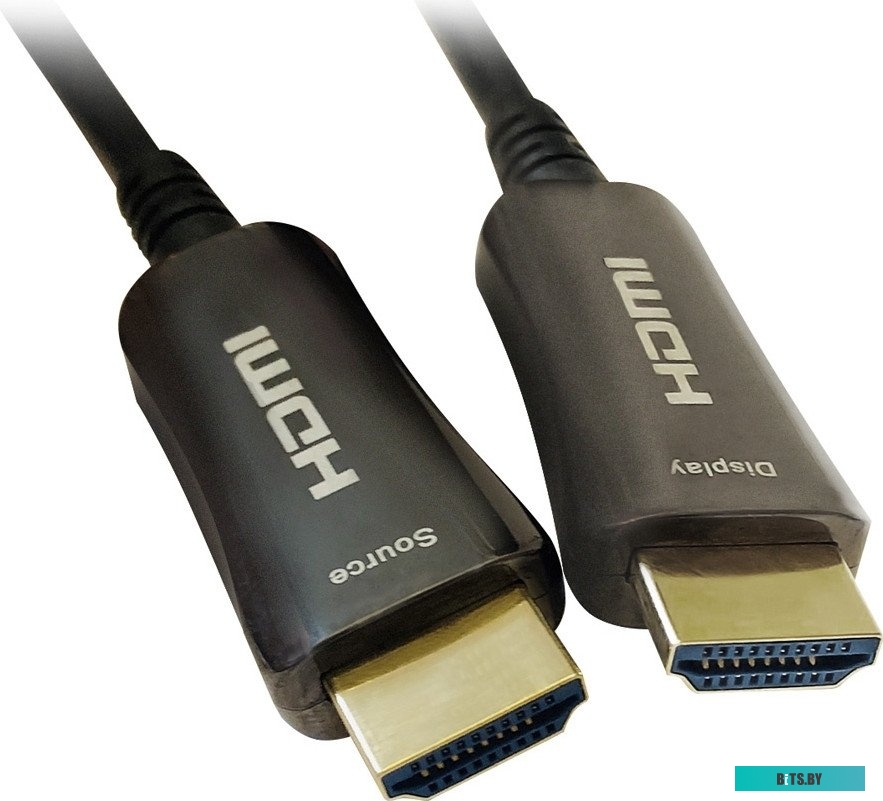 Кабель Digma HDMI 2.0 AOC, HDMI (m) - HDMI (m) , ver 2.0, 30м, GOLD, черный
