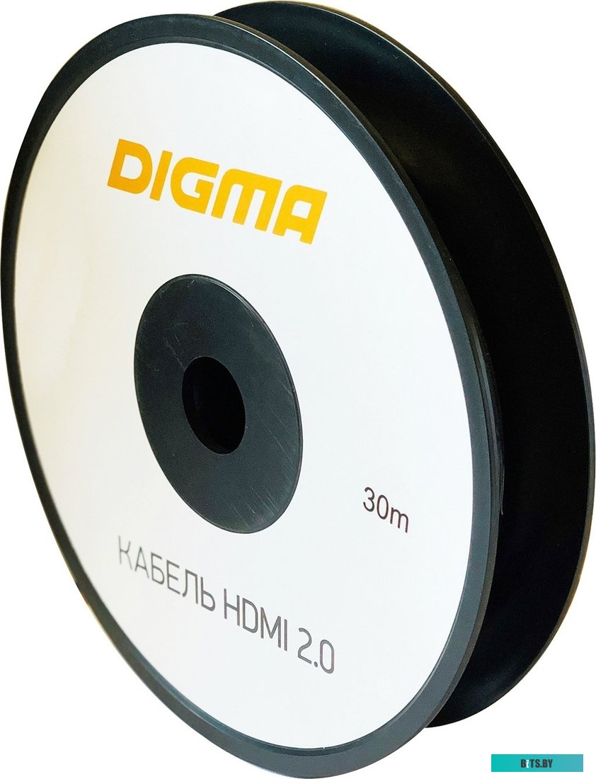 Кабель Digma HDMI 2.0 AOC, HDMI (m) - HDMI (m) , ver 2.0, 30м, GOLD, черный
