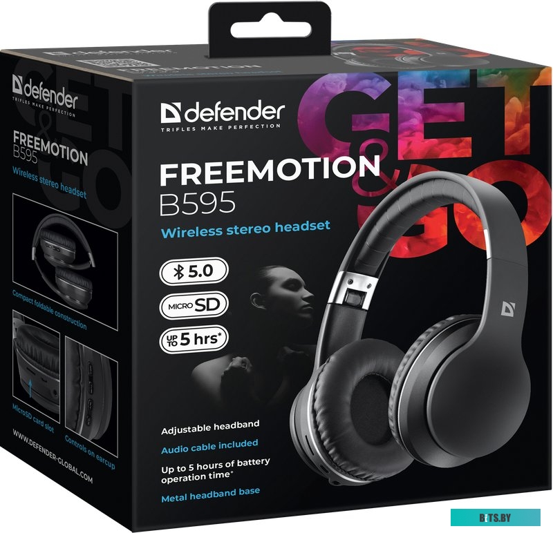 Наушники (Гарнитура) Defender FreeMotion B595 (черный) <63595>