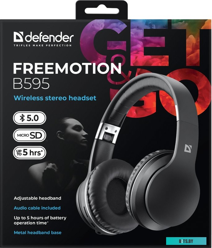 Наушники (Гарнитура) Defender FreeMotion B595 (черный) <63595>