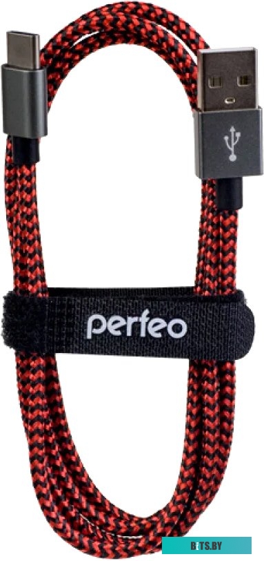 Кабель Perfeo USB Type-A - USB Type-C U4901 (1 м, черно-красный)