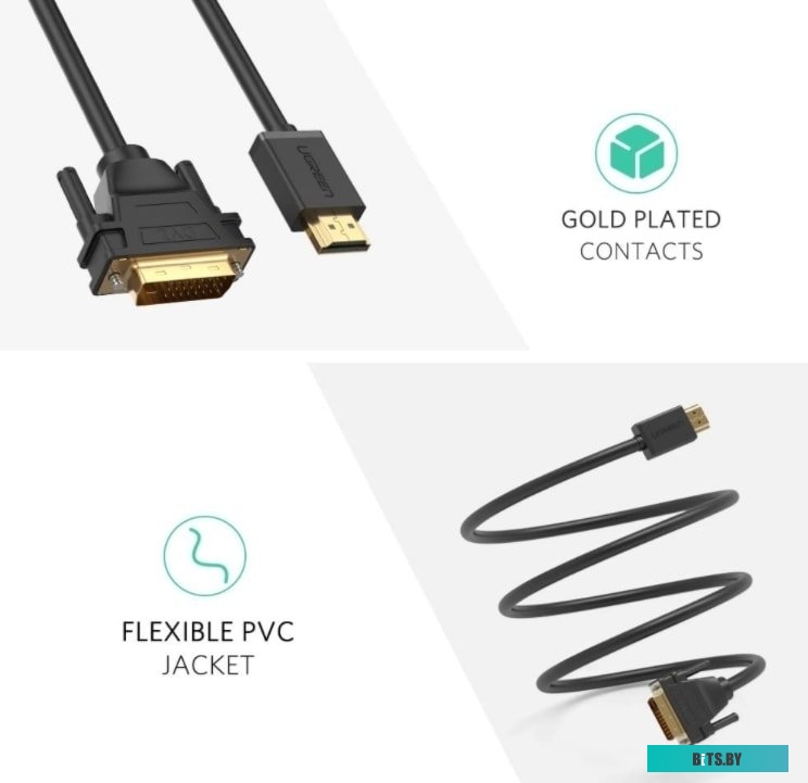 Кабель Ugreen HD106 10136 HDMI - DVI (3 м, черный)