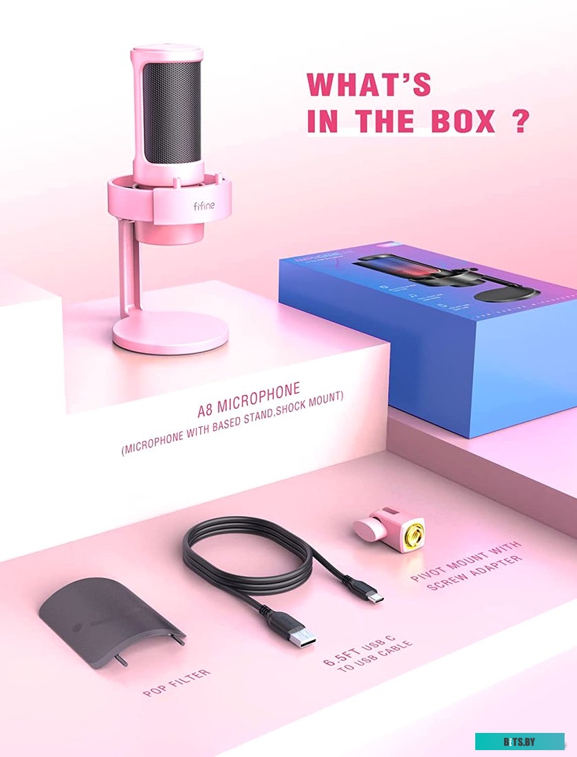 Микрофон FIFINE A8 (розовый) <A8P>