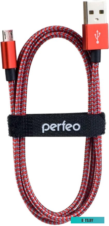 Кабель Perfeo USB Type-A - microUSB U4804 (3 м, красно-белый)