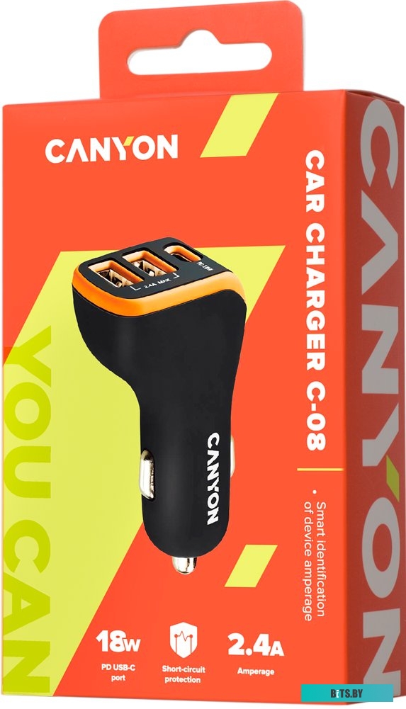 Автомобильное зарядное Canyon CNE-CCA08BO