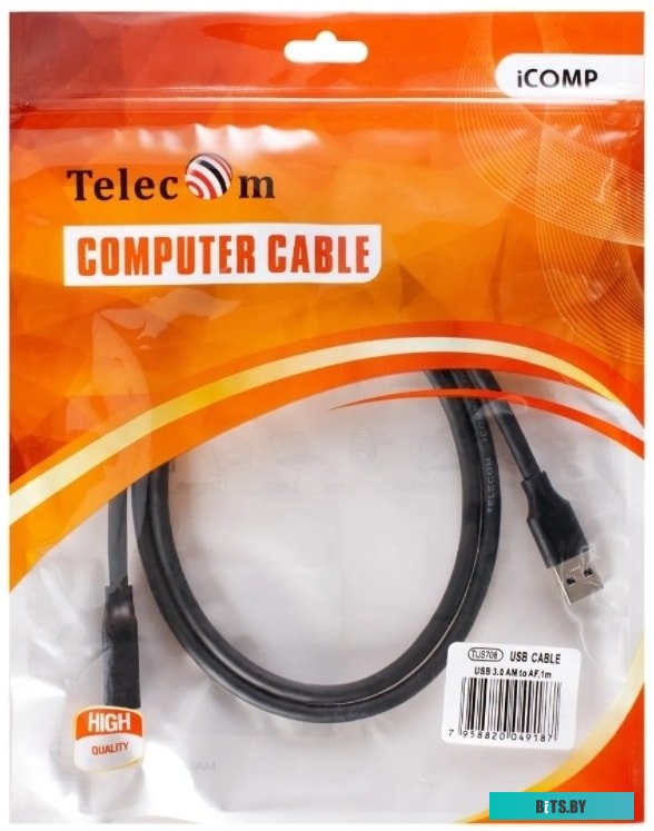 Удлинитель Telecom USB Type-A TUS708-1m (1 м, черный)