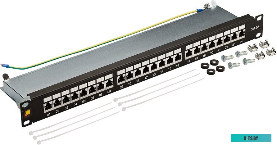 Патч-панель LANMASTER 24 порта, STP, кат.6A, 1U
