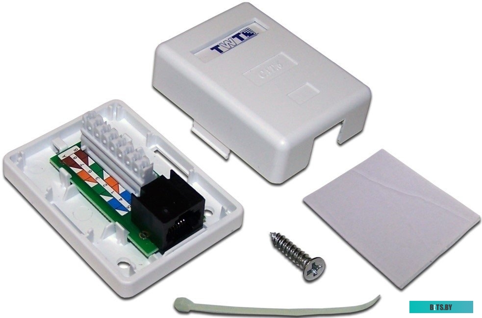 Розетка TWT SM1-45/S-WH, 1 порт RJ-45, категория 5е, белая