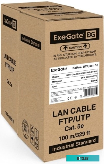 Кабель ExeGate UTP4-C5e-CCA-S24-IN-PVC-GY-100 UTP <EX281816RUS>
