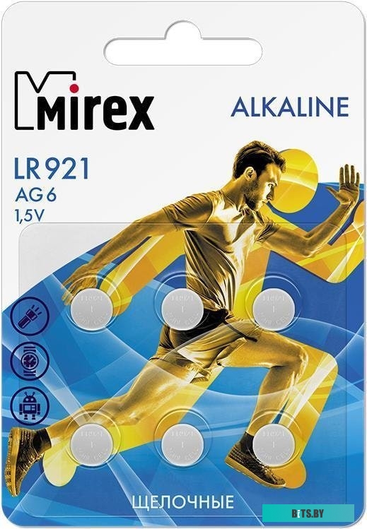 Элементы питания Mirex LR921 (AG6) Mirex блистер 6 шт. 23702-LR921-E6