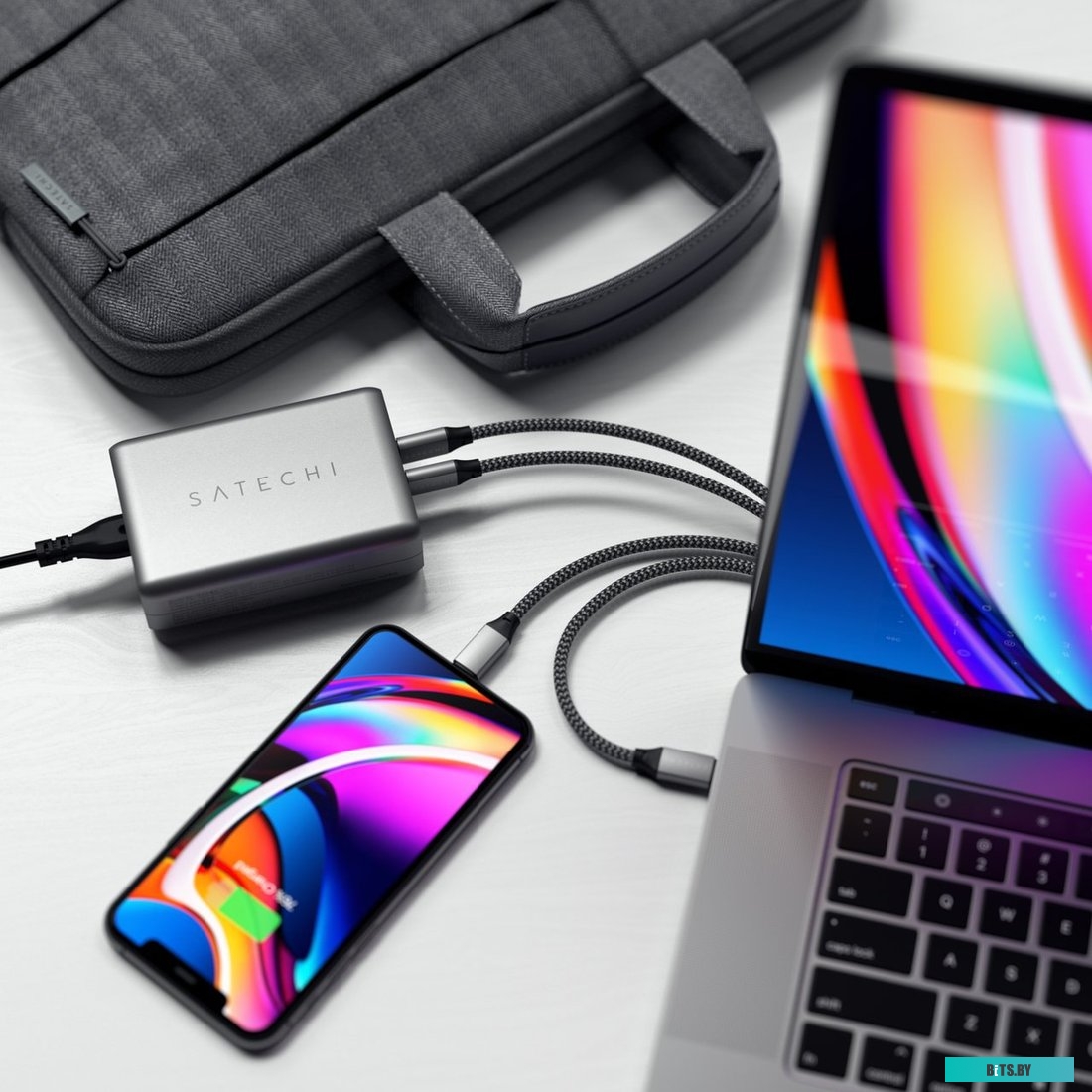 Сетевое зарядное Satechi 100W Type-C PD Compact GAN Charger (европейская вилка) <ST-TC100GM-EU>