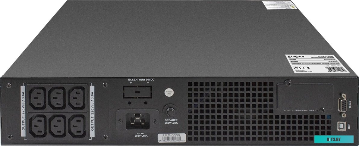 Источник бесперебойного питания (ИБП) ExeGate PowerExpert ULS-3000.LCD.AVR.C13.USB.RS232.SNMP.2U <EP285648RUS>