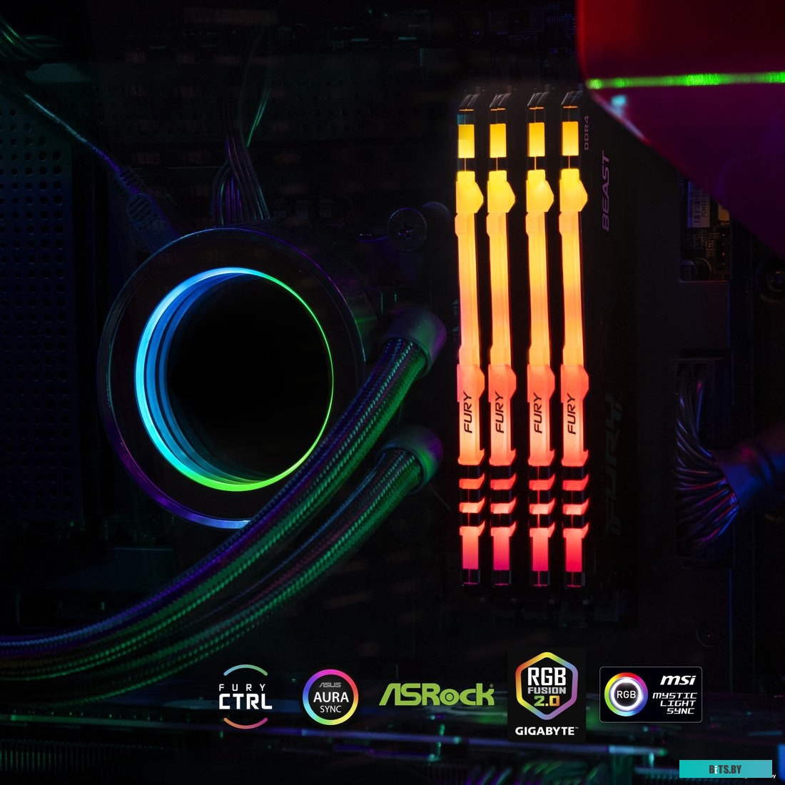 Модуль памяти Kingston FURY Beast RGB 8GB DDR4 PC4-29800 KF437C19BBA/8