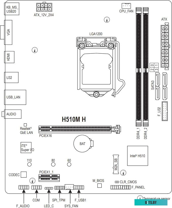 Материнская плата Gigabyte H510M H (rev. 1.0/1.1/1.5)