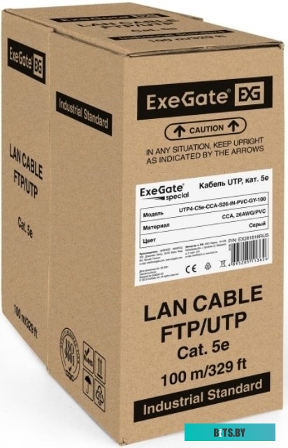Кабель ExeGate Special UTP4-C5e-CCA-S26-IN-PVC-GY-100 UTP <EX281818RUS>