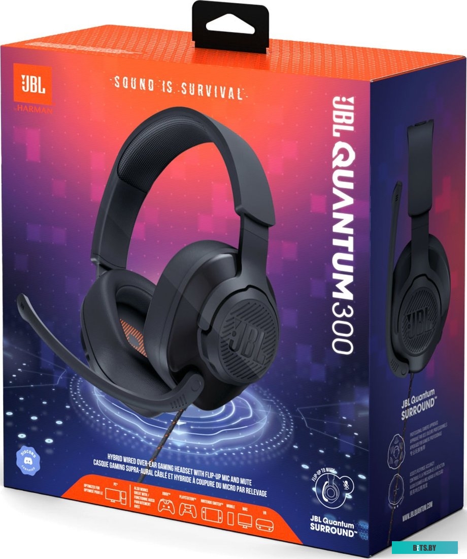 Наушники JBL Quantum 300 <JBLQUANTUM300BLK>