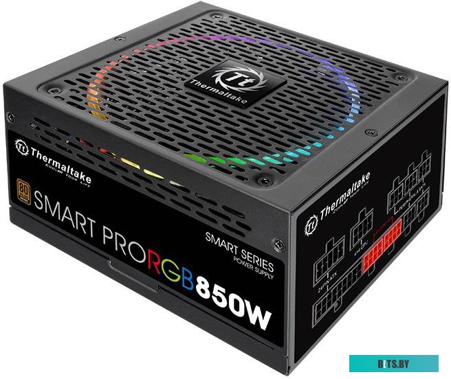 Блок питания Thermaltake PS-SPR-0850FPCBEU-R, SMART PRO/Fully Modular/850W/ATX 2.3 & EPS 2.92/A-PFC/14cm RGB Fan/EU/80Plus Bronze RTL