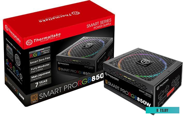 Блок питания Thermaltake PS-SPR-0850FPCBEU-R, SMART PRO/Fully Modular/850W/ATX 2.3 & EPS 2.92/A-PFC/14cm RGB Fan/EU/80Plus Bronze RTL