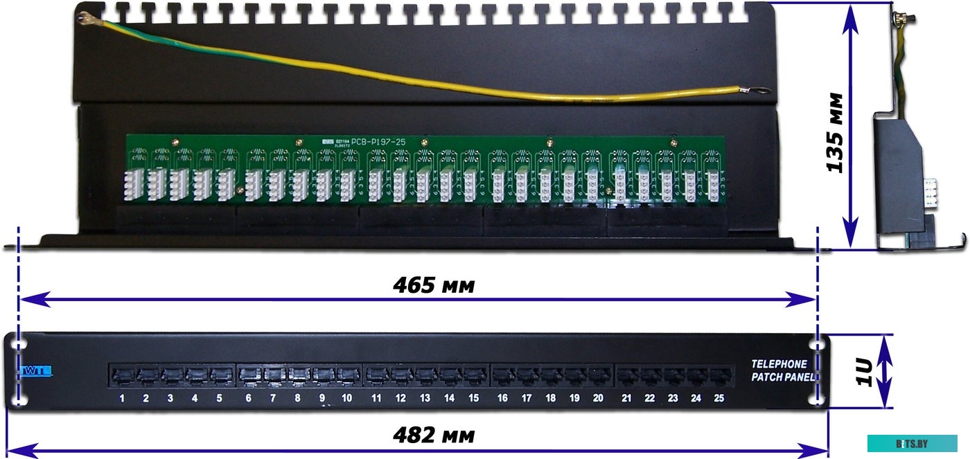 Патч-панель TWT TWT-PP25TEL45, 19", 1U, 25 портов RJ-45