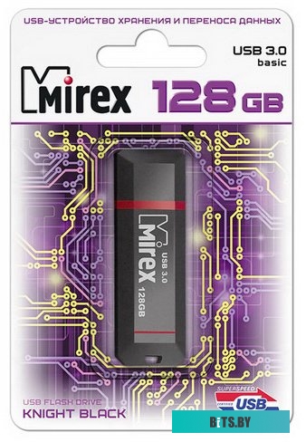 USB накопитель (Флешка) Mirex Knight Black 3.0 128GB [13600-FM3BK128]