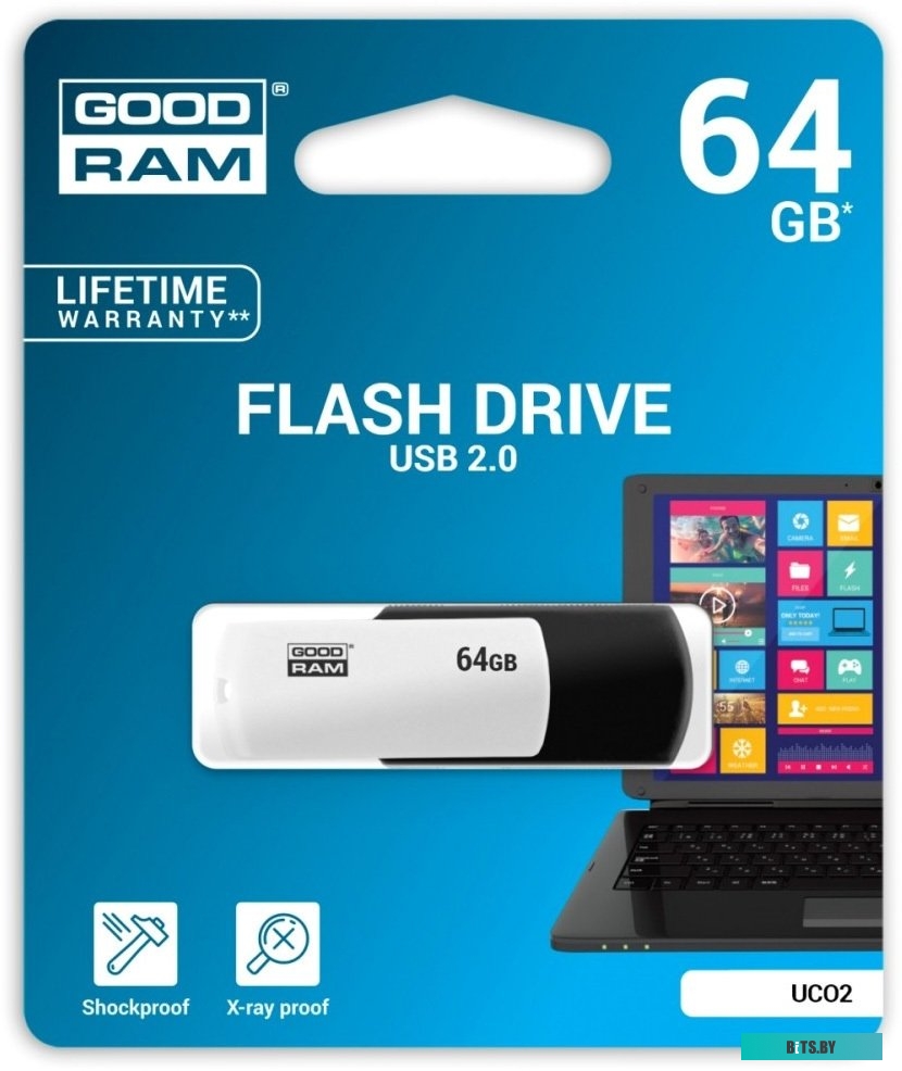 USB накопитель (Флешка) GoodRam UCO2 64GB (черный/белый) <UCO2-0640KWR11>