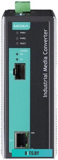 Индустриальный конвертер MOXA IMC-101G-T, 1000BaseT(X) to 1000BaseFX медиаконвертор, 1 SFP порт, от -40 до 75°C
