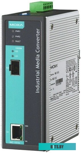 Индустриальный конвертер MOXA IMC-101G-T, 1000BaseT(X) to 1000BaseFX медиаконвертор, 1 SFP порт, от -40 до 75°C