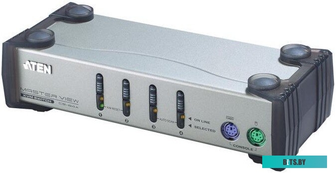 КVM-переключатель ATEN CS84AC-AT, 4 Port Switch (в комплекте: 1.2m PS/2 кабель х 2)