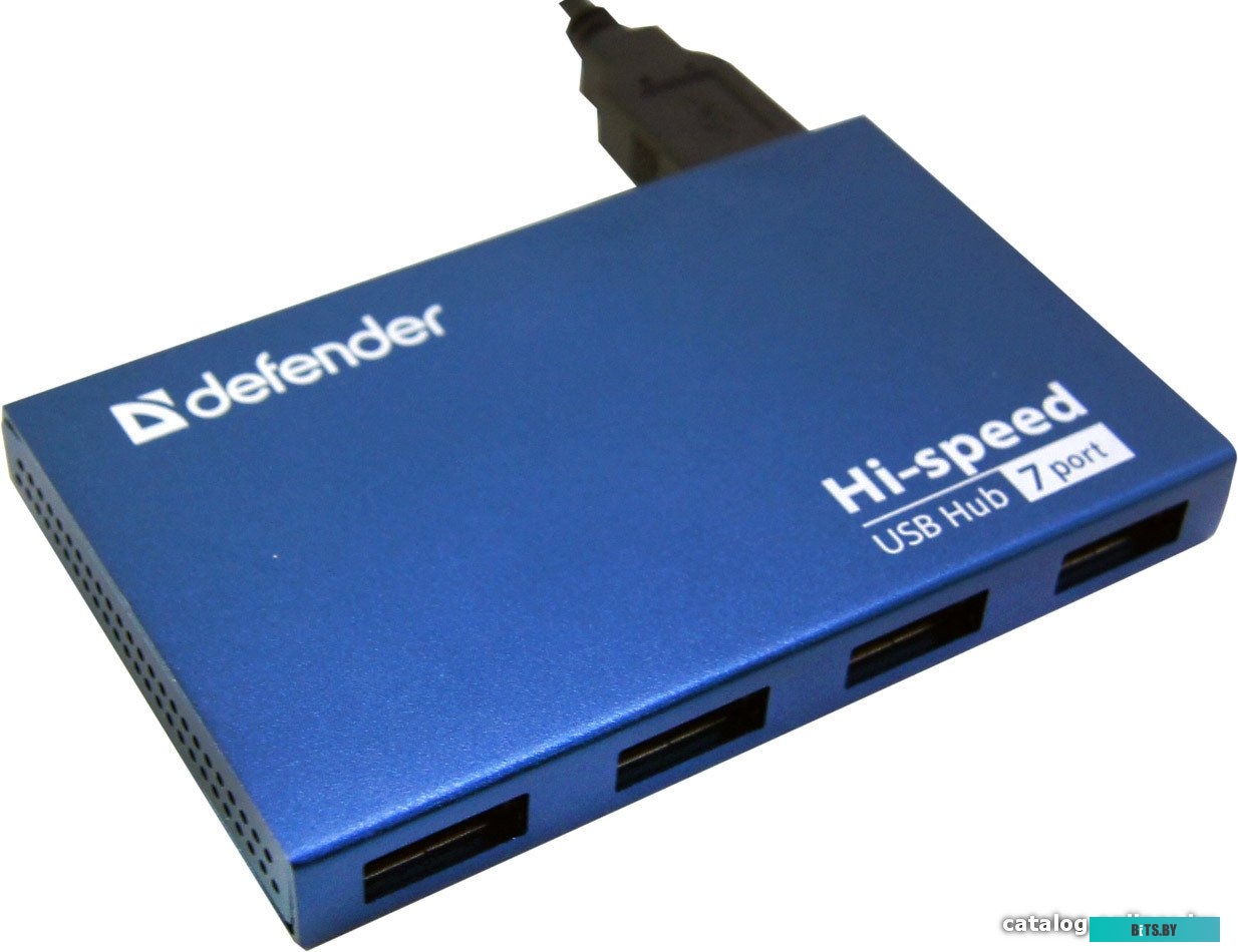 83505 Универсальный USB разветвитель Defender Septima Slim USB2.0, 7портов,блок питания 2A