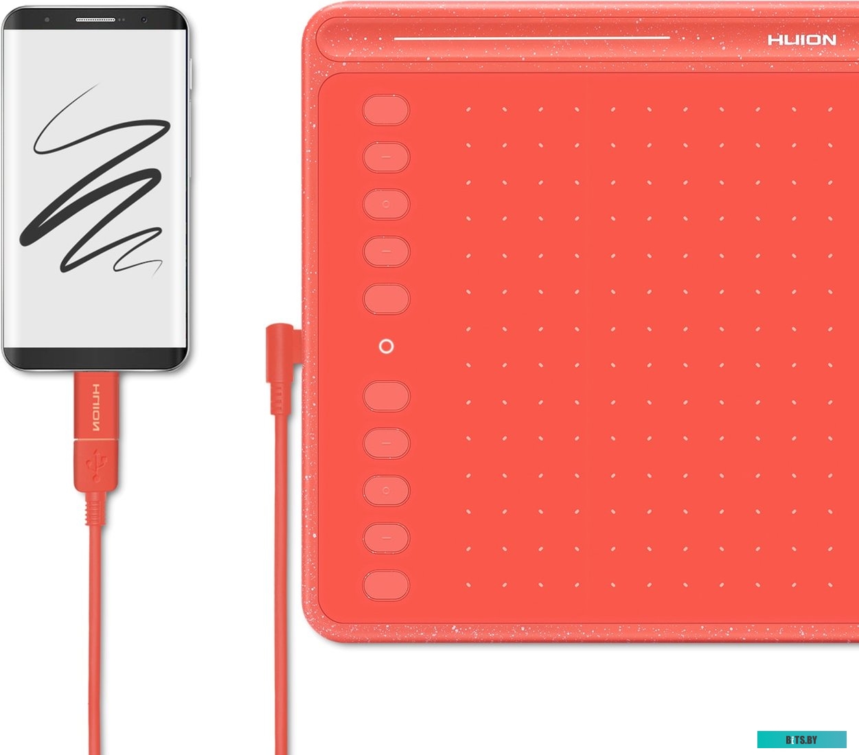 Графический планшет Huion HS611 (коралловый красный)