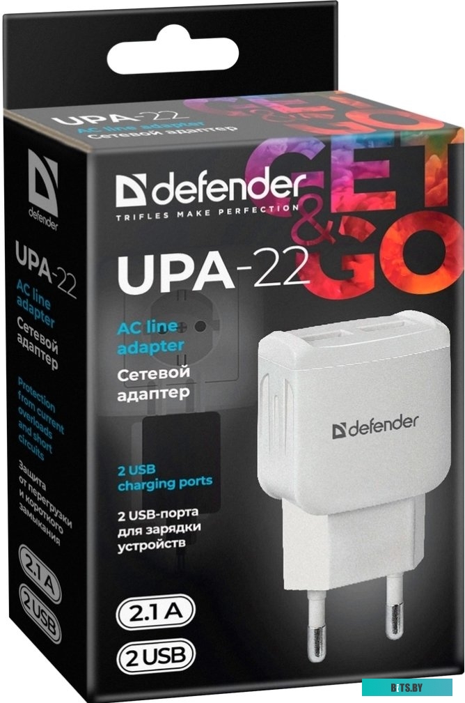 Сетевое зарядное Defender UPA-22 (белый) <83580>