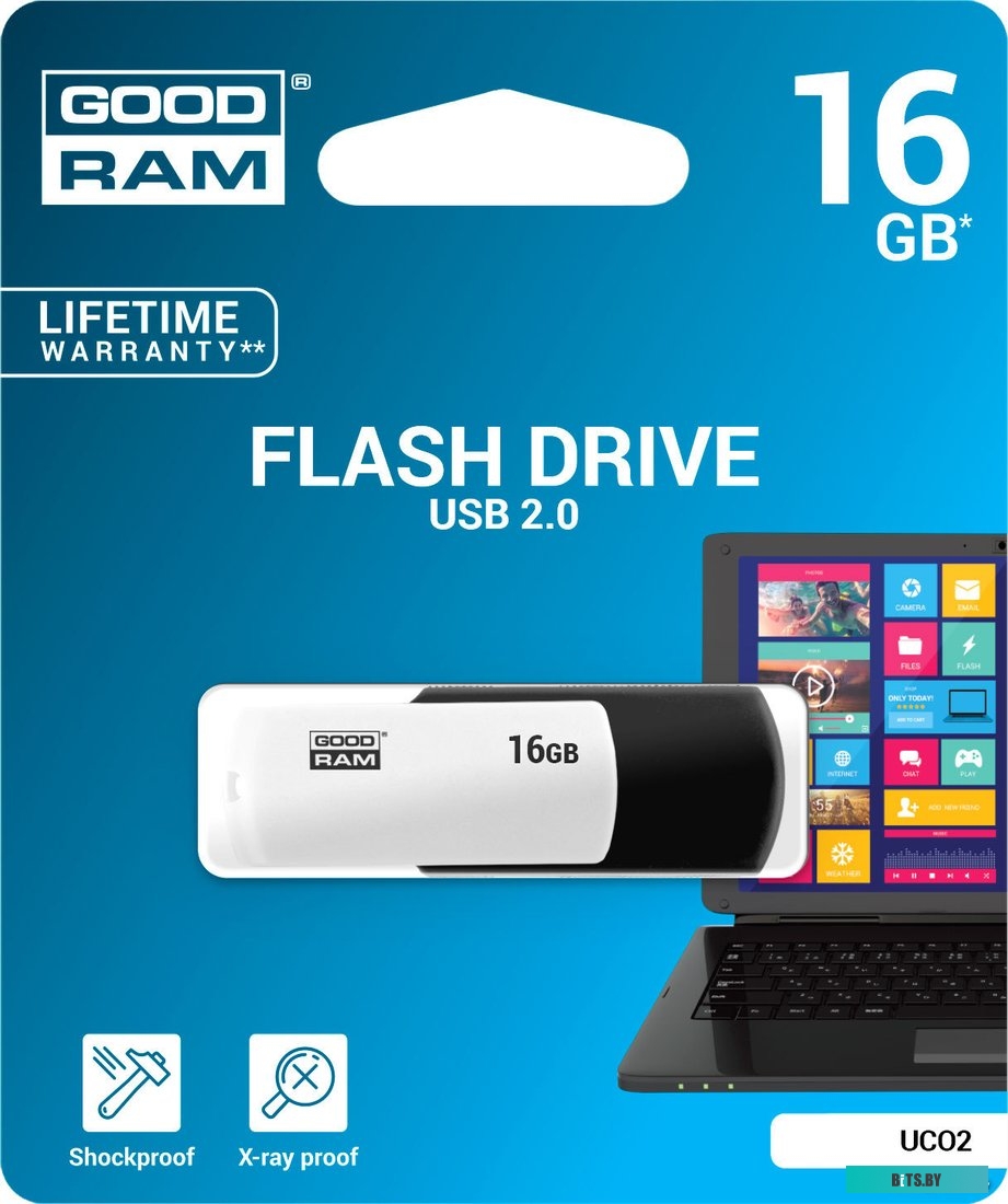 USB накопитель (Флешка) GoodRam UCO2 16GB (черный/белый) [UCO2-0160KWR11]