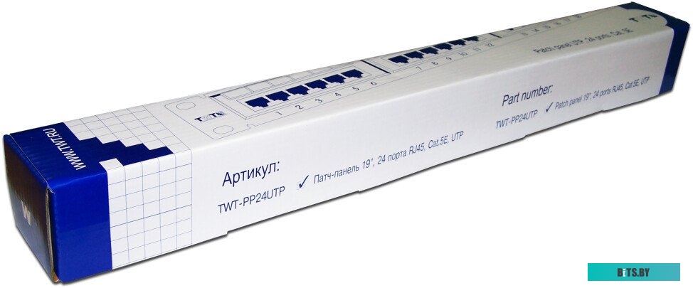 Патч-панель TWT 24 порта, UTP, кат.5E, 1U <TWT-PP24UTP>