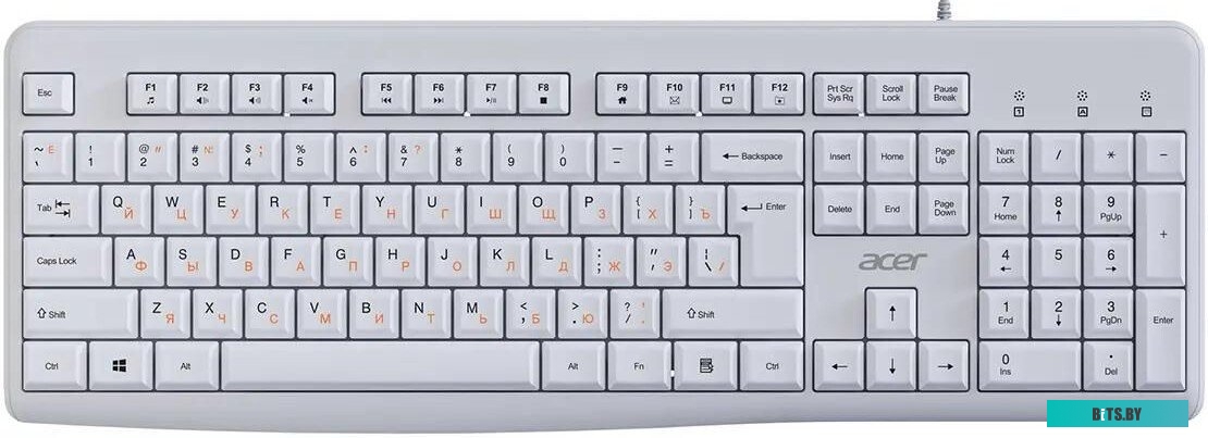 Клавиатура Acer OKW500 белый USB Multimedia (ZL.KBDEE.01S) кабель 1.8м ZL.KBDEE.01S