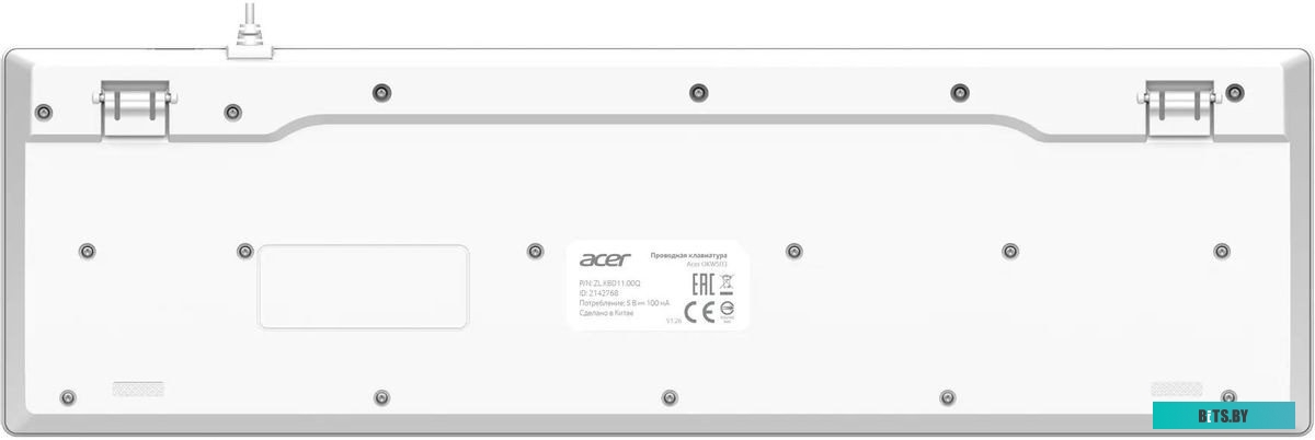 Клавиатура Acer OKW503 белый USB Multimedia (ZL.KBD11.00Q) кабель 1.8м ZL.KBD11.00Q