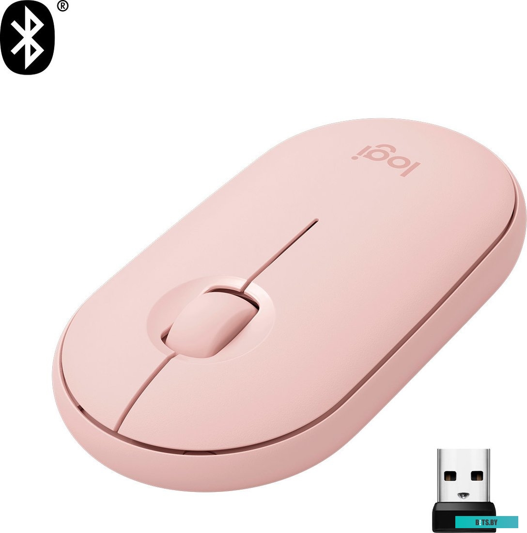 комп. мышь M350 Pebble (беспровод.оптич., USB) Rose Logitech 910-005717/910-005575