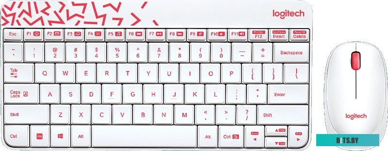 Комплект беспроводной клавиатура+мышь Logitech MK240 White/Red  (920-008160) 920-008160