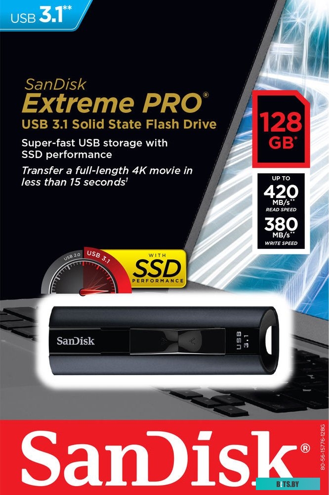 USB накопитель (Флешка) Sandisk Extreme PRO 128GB [SDCZ880-128G-G46]